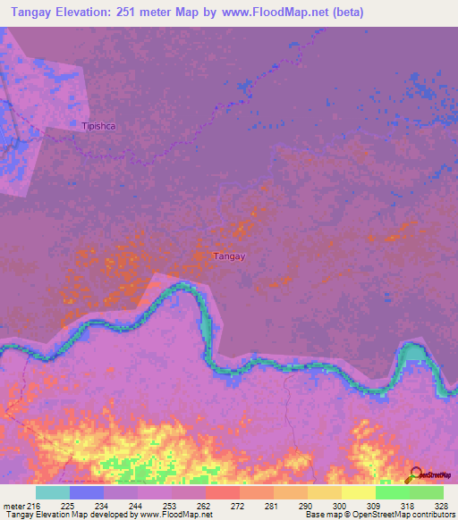 Tangay,Ecuador Elevation Map