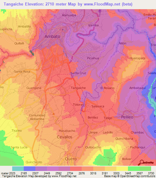 Tangaiche,Ecuador Elevation Map