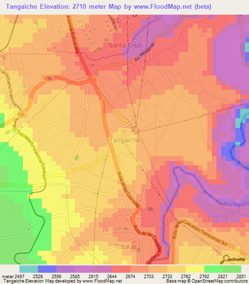 Tangaiche,Ecuador Elevation Map