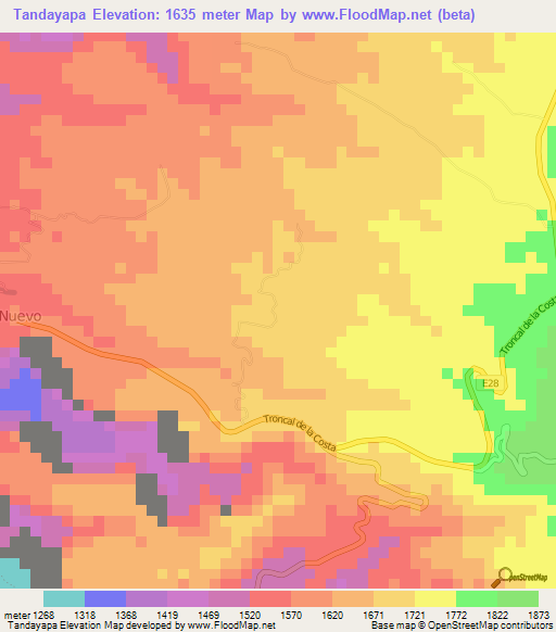 Tandayapa,Ecuador Elevation Map