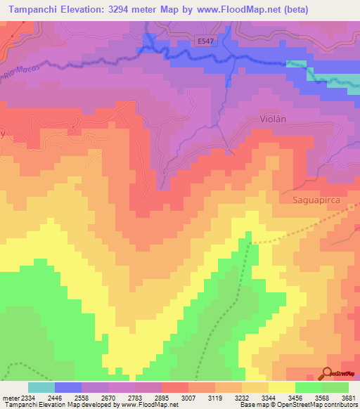 Tampanchi,Ecuador Elevation Map