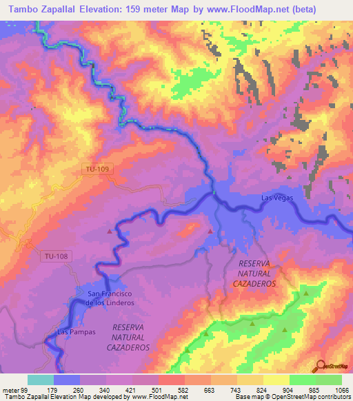 Tambo Zapallal,Ecuador Elevation Map