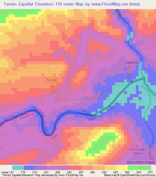 Tambo Zapallal,Ecuador Elevation Map