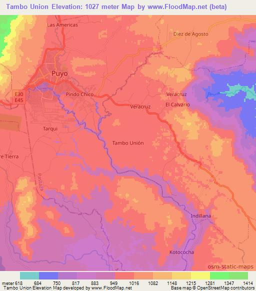 Tambo Union,Ecuador Elevation Map