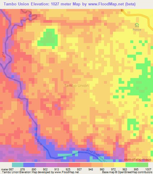 Tambo Union,Ecuador Elevation Map