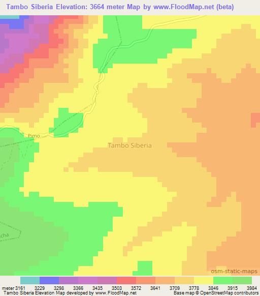 Tambo Siberia,Ecuador Elevation Map