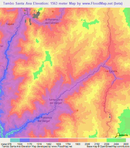 Tambo Santa Ana,Ecuador Elevation Map