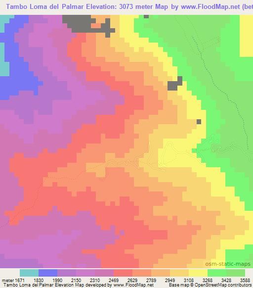 Tambo Loma del Palmar,Ecuador Elevation Map