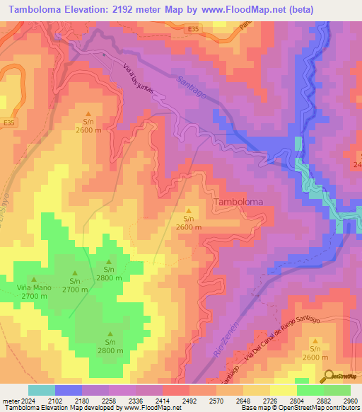 Tamboloma,Ecuador Elevation Map