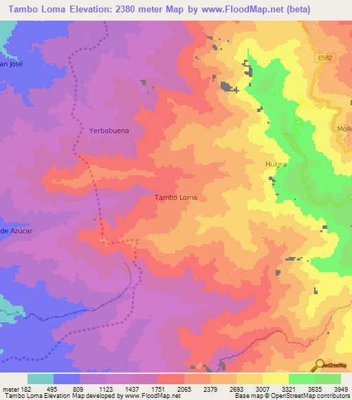 Tambo Loma,Ecuador Elevation Map