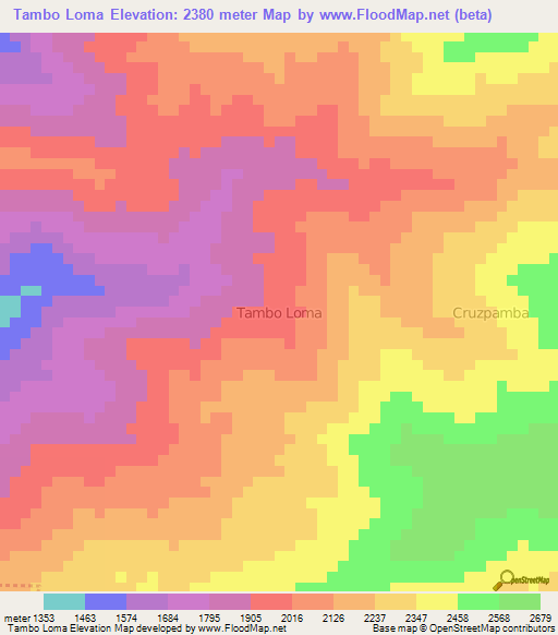 Tambo Loma,Ecuador Elevation Map