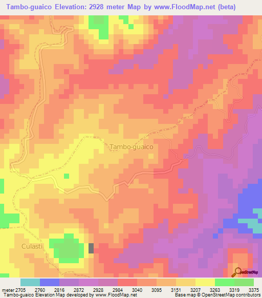 Tambo-guaico,Ecuador Elevation Map