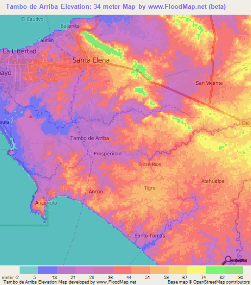 Tambo de Arriba,Ecuador Elevation Map