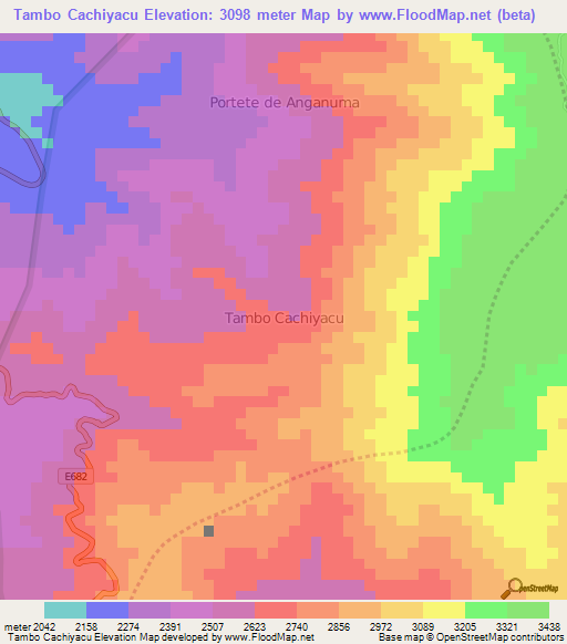 Tambo Cachiyacu,Ecuador Elevation Map