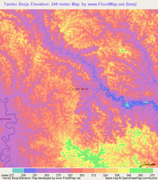 Tambo Borja,Ecuador Elevation Map