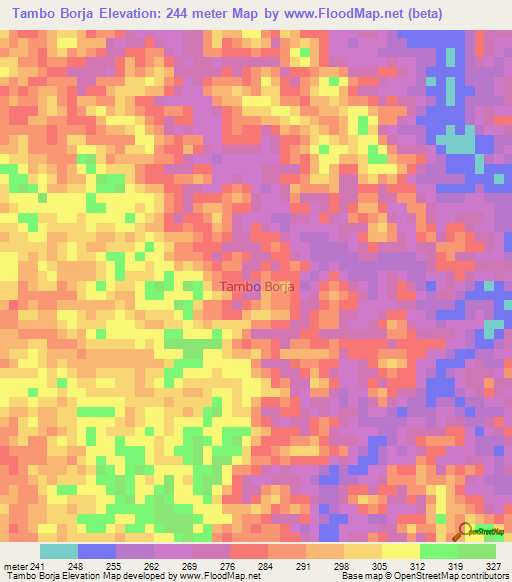 Tambo Borja,Ecuador Elevation Map