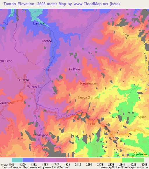 Tambo,Ecuador Elevation Map