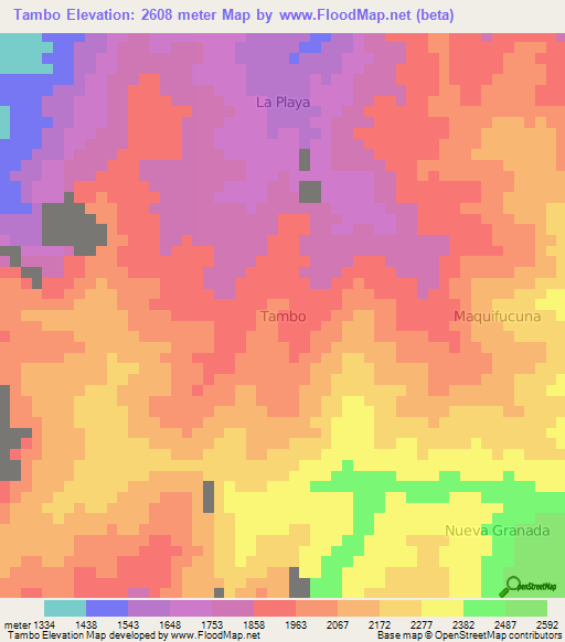 Tambo,Ecuador Elevation Map