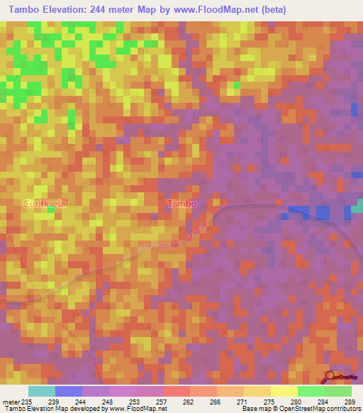 Tambo,Ecuador Elevation Map