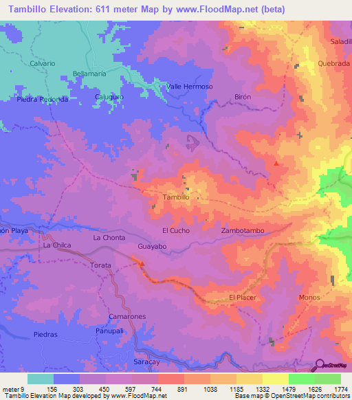 Tambillo,Ecuador Elevation Map