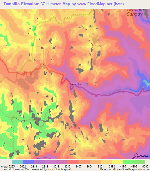 Tambillo,Ecuador Elevation Map