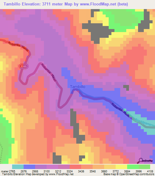 Tambillo,Ecuador Elevation Map