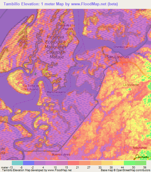 Tambillo,Ecuador Elevation Map