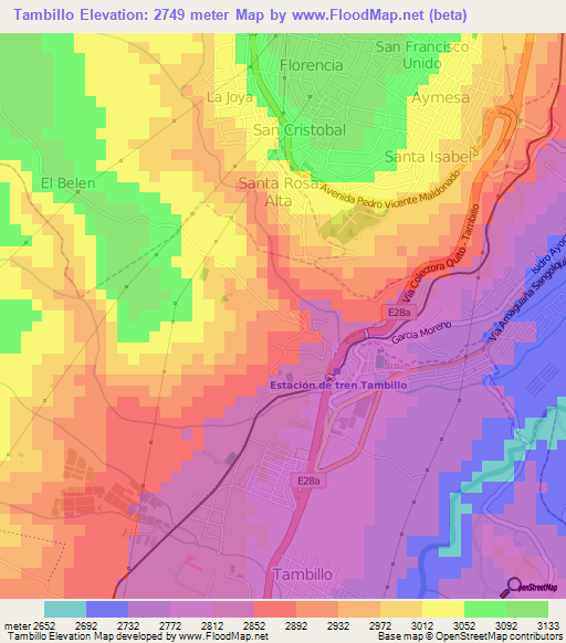 Tambillo,Ecuador Elevation Map