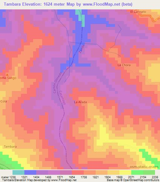 Tambara,Ecuador Elevation Map