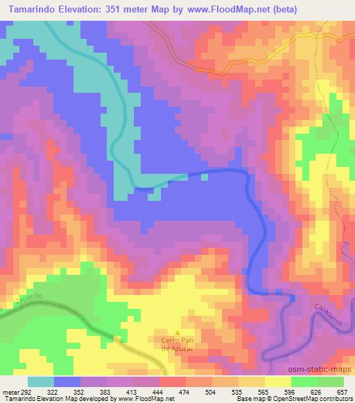 Tamarindo,Ecuador Elevation Map