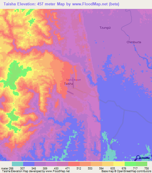 Taisha,Ecuador Elevation Map