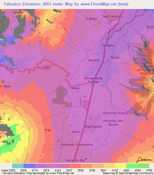 Tahuaico,Ecuador Elevation Map