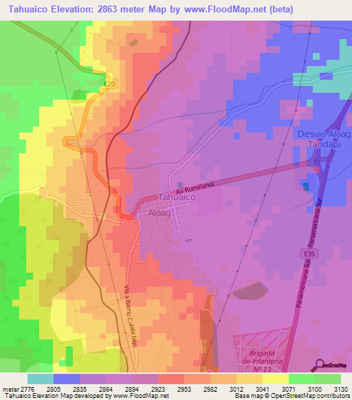 Tahuaico,Ecuador Elevation Map