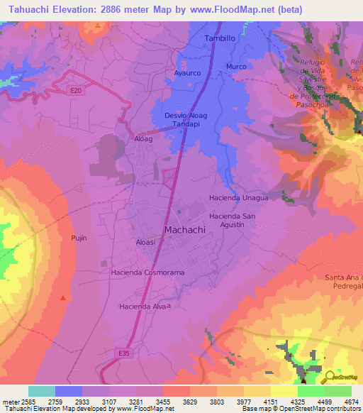 Tahuachi,Ecuador Elevation Map