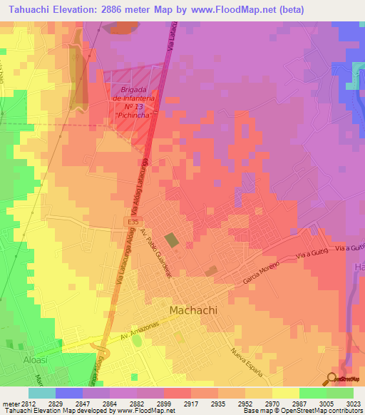 Tahuachi,Ecuador Elevation Map