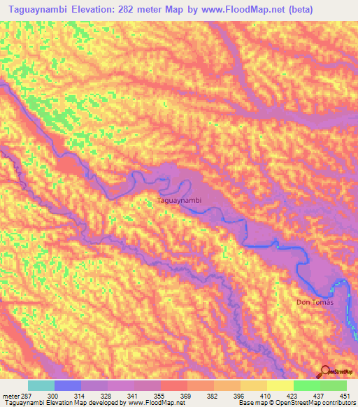 Taguaynambi,Ecuador Elevation Map