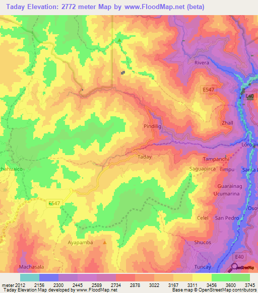 Taday,Ecuador Elevation Map