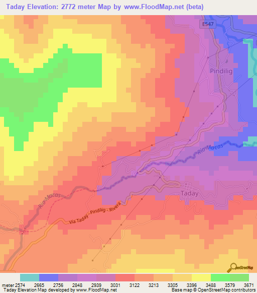 Taday,Ecuador Elevation Map