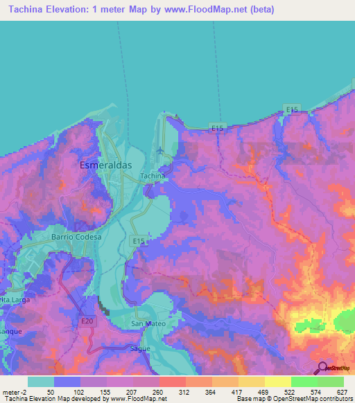 Tachina,Ecuador Elevation Map