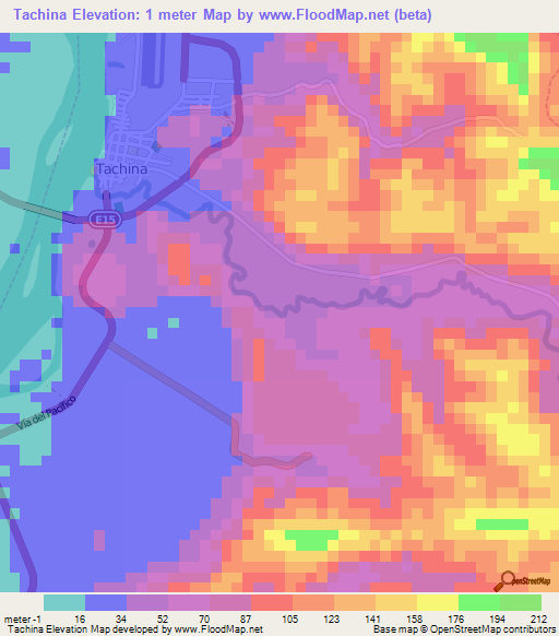 Tachina,Ecuador Elevation Map