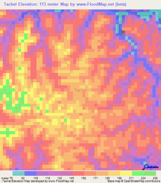 Tachel,Ecuador Elevation Map