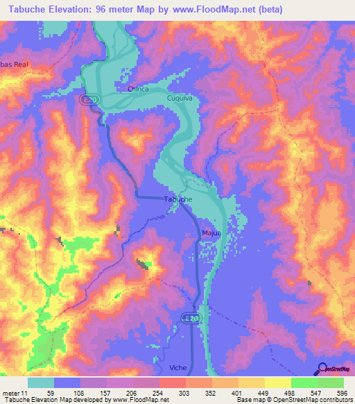 Tabuche,Ecuador Elevation Map