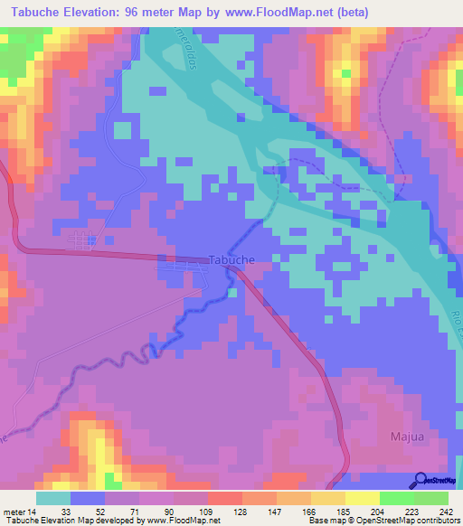 Tabuche,Ecuador Elevation Map