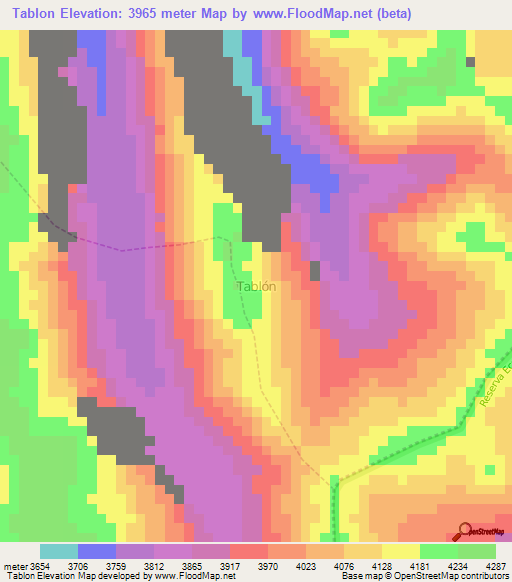 Tablon,Ecuador Elevation Map