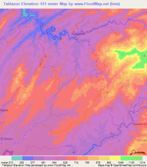 Tablazon,Ecuador Elevation Map