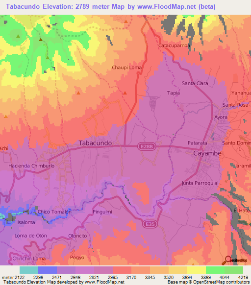 Tabacundo,Ecuador Elevation Map