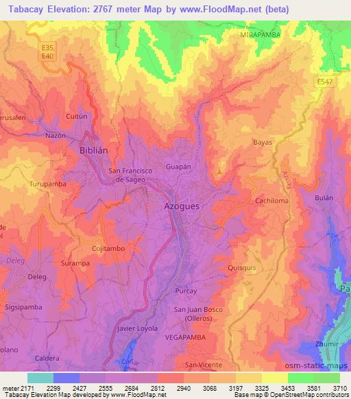 Tabacay,Ecuador Elevation Map