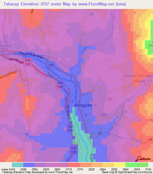 Tabacay,Ecuador Elevation Map