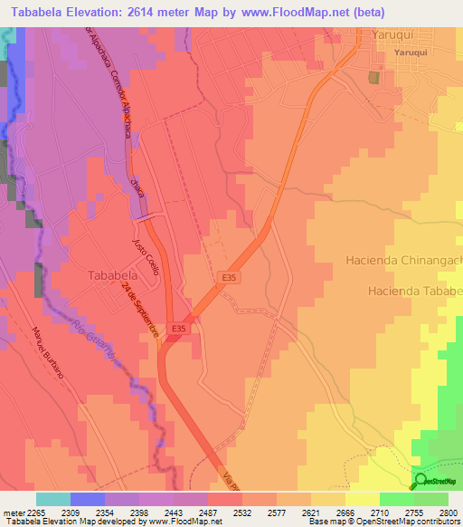 Tababela,Ecuador Elevation Map