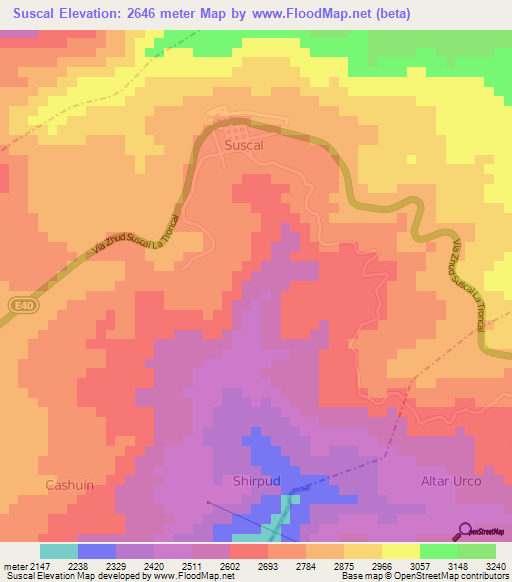 Suscal,Ecuador Elevation Map